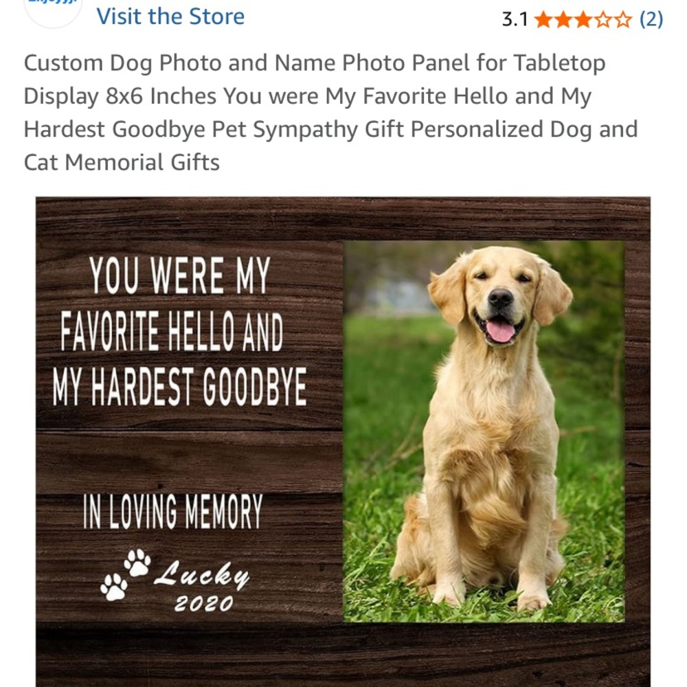 5/$30 Custom Dog Memorial Photo Panel